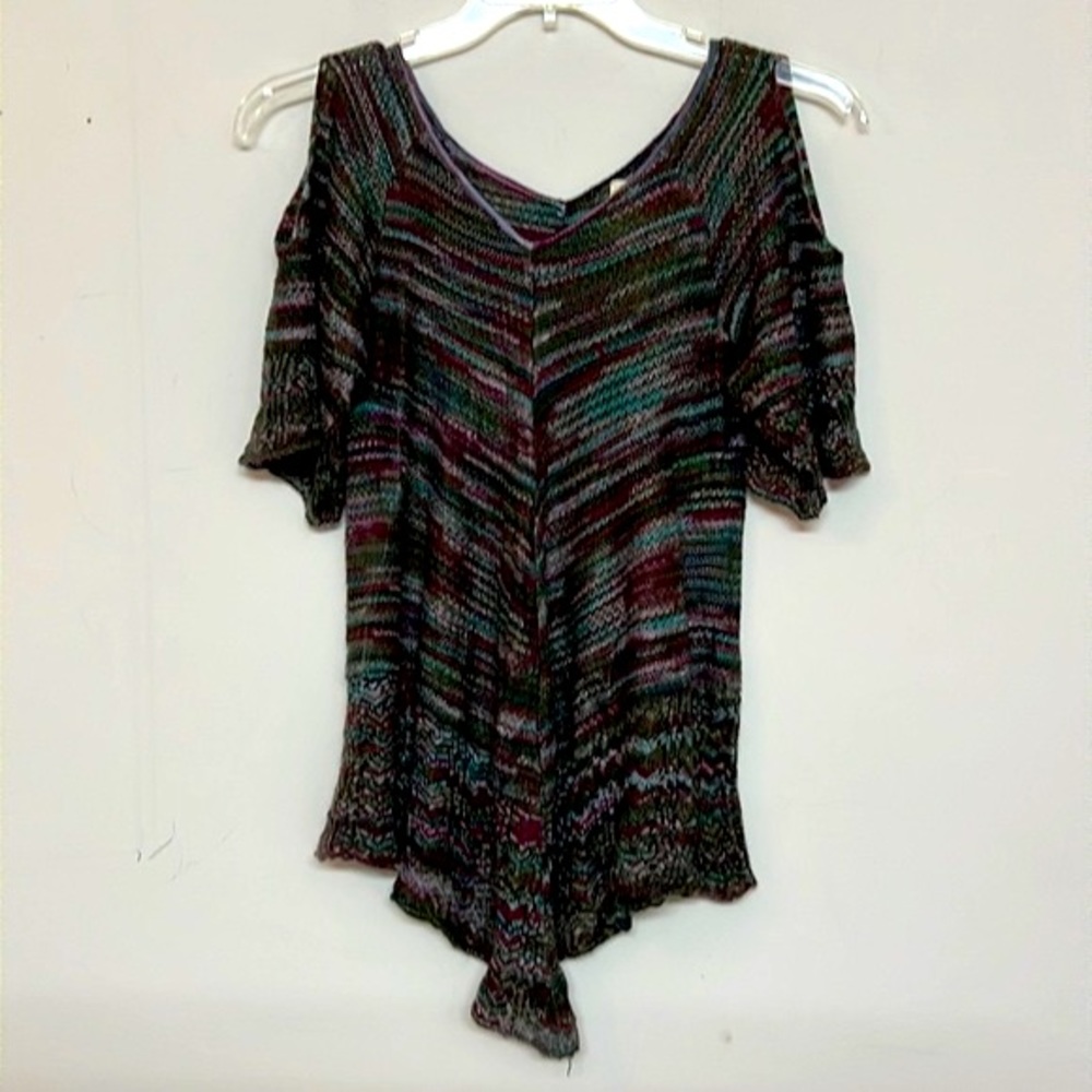 🌞 Faded Glory v-neck cold shoulder/arm grey asymmetric tunic women M